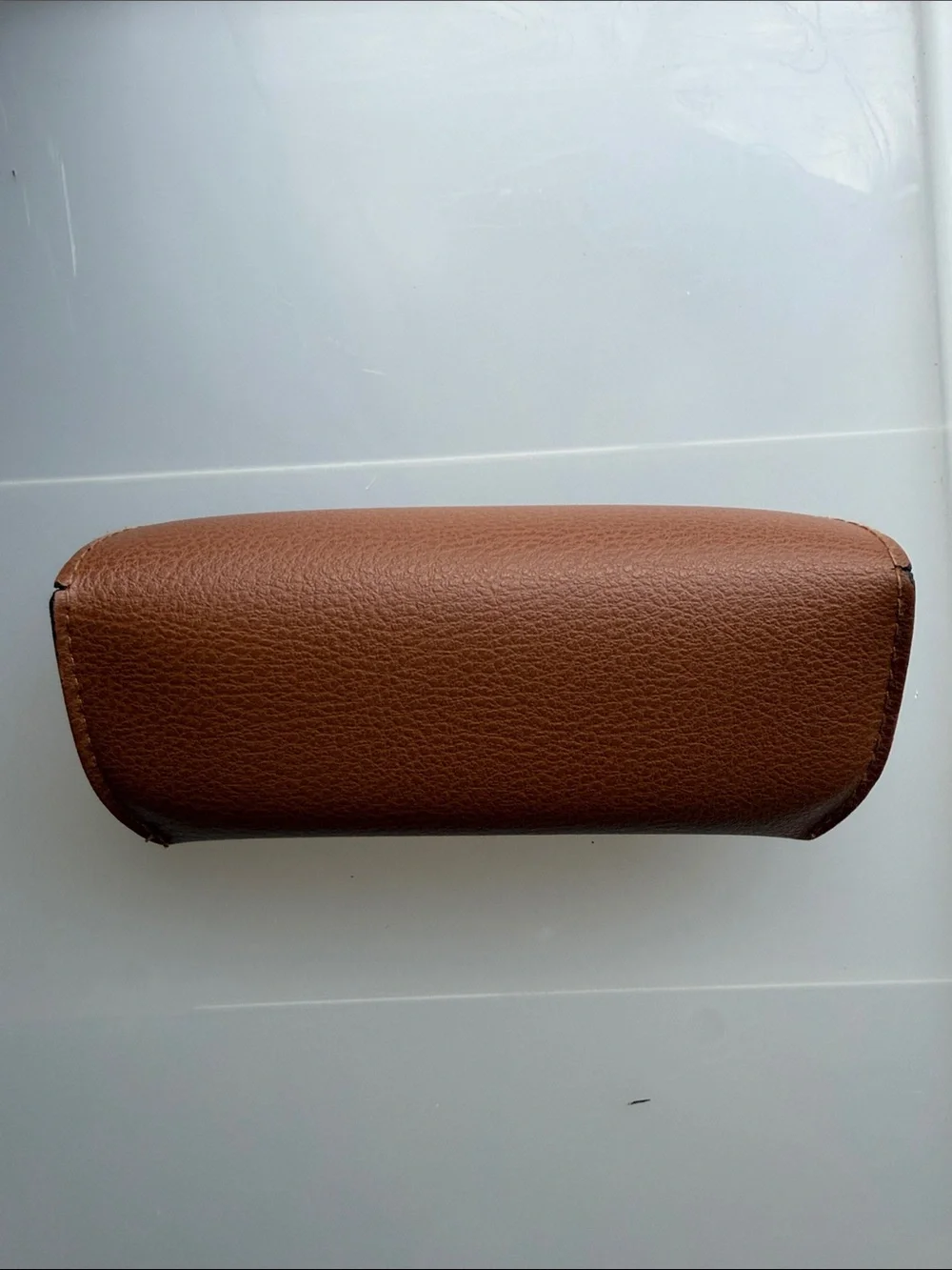 Ray-Ban Brown Leather Sunglasses Case with Embossed Logo